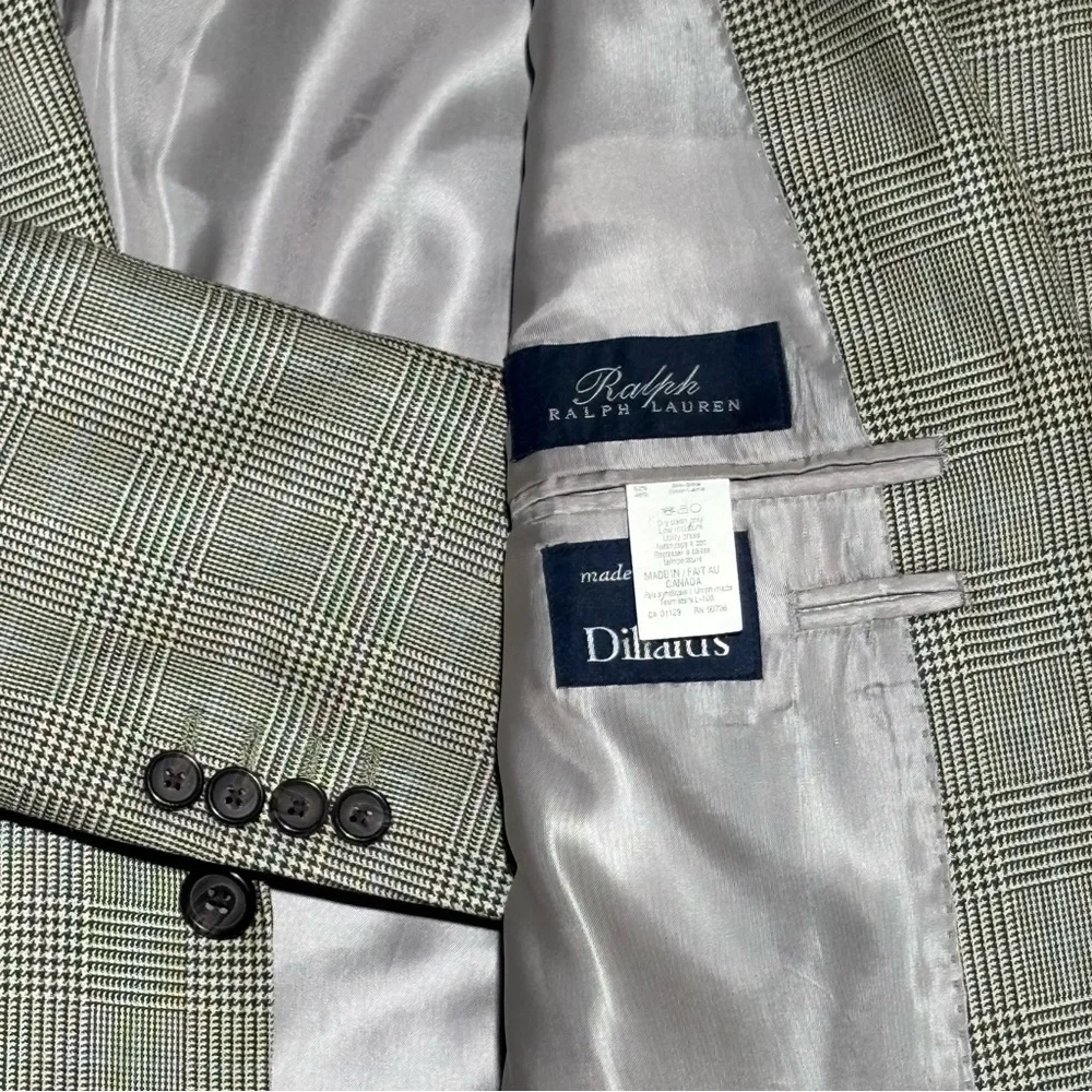 Ralph Lauren Glen Plaid & Windowpane mens 41L vintage suit coat silk/wool blazer